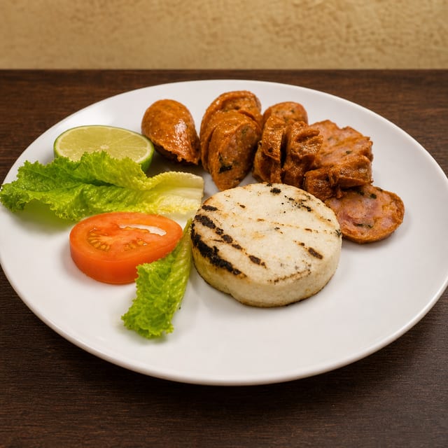 Chorizo Con Arepa o Papa.